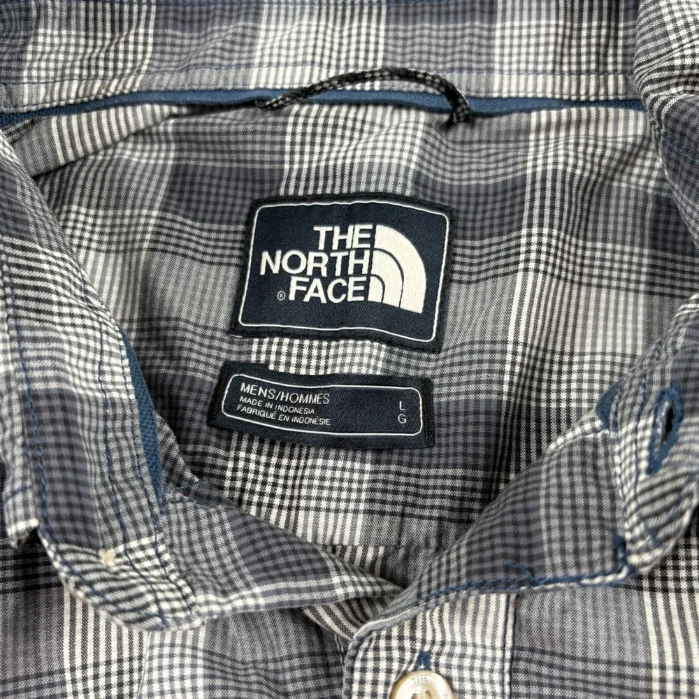 The North Face Mens Gray Plaid Short Sleeve Button Down Shirt Large